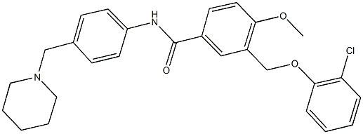 3-[(2-chlorophenoxy)methyl]-4-methoxy-N-[4-(1-piperidinylmethyl)phenyl]benzamide Struktur