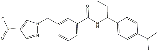 3-({4-nitro-1H-pyrazol-1-yl}methyl)-N-[1-(4-isopropylphenyl)propyl]benzamide Struktur