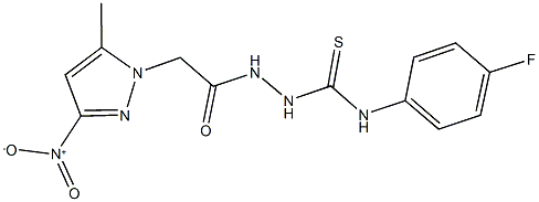 N-(4-fluorophenyl)-2-({3-nitro-5-methyl-1H-pyrazol-1-yl}acetyl)hydrazinecarbothioamide Struktur