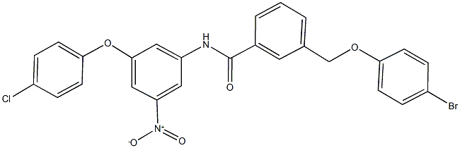 3-[(4-bromophenoxy)methyl]-N-{3-(4-chlorophenoxy)-5-nitrophenyl}benzamide Struktur