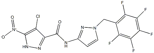 4-chloro-5-nitro-N-[1-(2,3,4,5,6-pentafluorobenzyl)-1H-pyrazol-3-yl]-1H-pyrazole-3-carboxamide Struktur