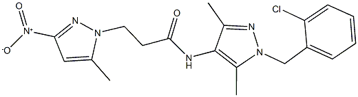 N-[1-(2-chlorobenzyl)-3,5-dimethyl-1H-pyrazol-4-yl]-3-{3-nitro-5-methyl-1H-pyrazol-1-yl}propanamide Struktur