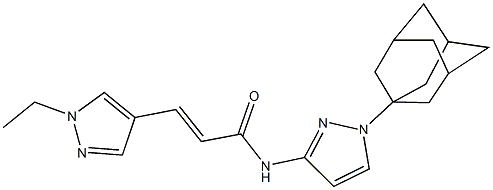 N-[1-(1-adamantyl)-1H-pyrazol-3-yl]-3-(1-ethyl-1H-pyrazol-4-yl)acrylamide Struktur