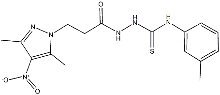 2-(3-{4-nitro-3,5-dimethyl-1H-pyrazol-1-yl}propanoyl)-N-(3-methylphenyl)hydrazinecarbothioamide Struktur