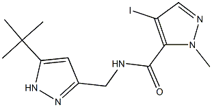 N-[(5-tert-butyl-1H-pyrazol-3-yl)methyl]-4-iodo-1-methyl-1H-pyrazole-5-carboxamide Struktur