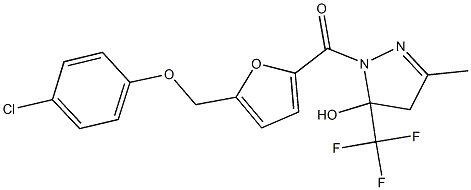 1-{5-[(4-chlorophenoxy)methyl]-2-furoyl}-3-methyl-5-(trifluoromethyl)-4,5-dihydro-1H-pyrazol-5-ol Struktur