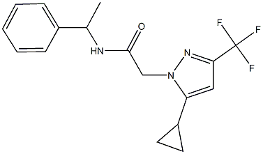 2-[5-cyclopropyl-3-(trifluoromethyl)-1H-pyrazol-1-yl]-N-(1-phenylethyl)acetamide Struktur