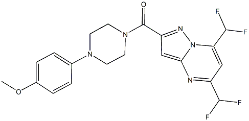 5,7-bis(difluoromethyl)-2-{[4-(4-methoxyphenyl)-1-piperazinyl]carbonyl}pyrazolo[1,5-a]pyrimidine Struktur