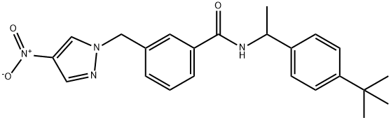 N-[1-(4-tert-butylphenyl)ethyl]-3-({4-nitro-1H-pyrazol-1-yl}methyl)benzamide Struktur