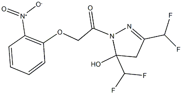 3,5-bis(difluoromethyl)-1-({2-nitrophenoxy}acetyl)-4,5-dihydro-1H-pyrazol-5-ol Struktur