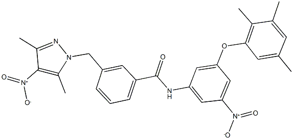 3-({4-nitro-3,5-dimethyl-1H-pyrazol-1-yl}methyl)-N-[3-nitro-5-(2,3,5-trimethylphenoxy)phenyl]benzamide Struktur