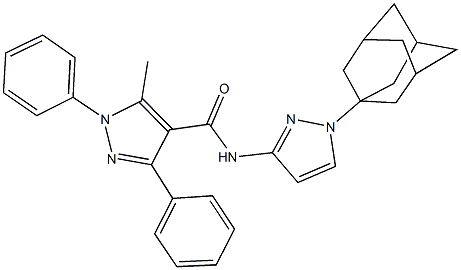 N-[1-(1-adamantyl)-1H-pyrazol-3-yl]-5-methyl-1,3-diphenyl-1H-pyrazole-4-carboxamide Struktur