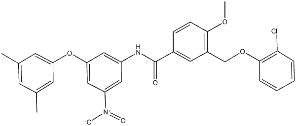 3-[(2-chlorophenoxy)methyl]-N-{3-(3,5-dimethylphenoxy)-5-nitrophenyl}-4-methoxybenzamide Struktur