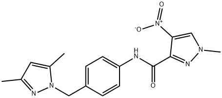 N-{4-[(3,5-dimethyl-1H-pyrazol-1-yl)methyl]phenyl}-4-nitro-1-methyl-1H-pyrazole-3-carboxamide Struktur