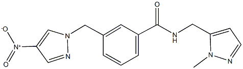 3-({4-nitro-1H-pyrazol-1-yl}methyl)-N-[(1-methyl-1H-pyrazol-5-yl)methyl]benzamide Struktur