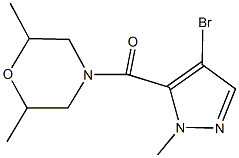 4-[(4-bromo-1-methyl-1H-pyrazol-5-yl)carbonyl]-2,6-dimethylmorpholine Struktur