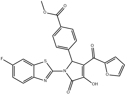 methyl 4-[1-(6-fluoro-1,3-benzothiazol-2-yl)-3-(2-furoyl)-4-hydroxy-5-oxo-2,5-dihydro-1H-pyrrol-2-yl]benzoate Struktur