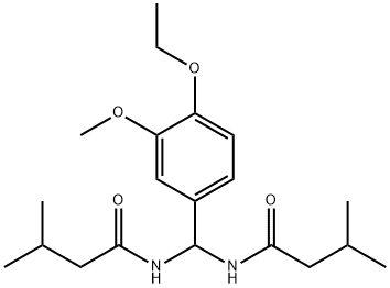 N-{(4-ethoxy-3-methoxyphenyl)[(3-methylbutanoyl)amino]methyl}-3-methylbutanamide Struktur