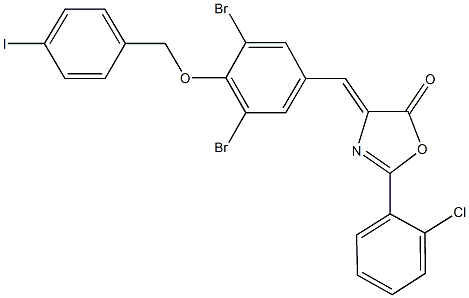 2-(2-chlorophenyl)-4-{3,5-dibromo-4-[(4-iodobenzyl)oxy]benzylidene}-1,3-oxazol-5(4H)-one Struktur