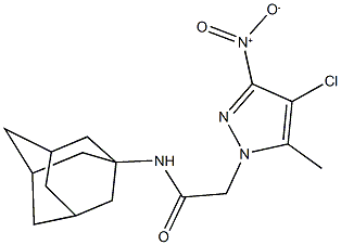 N-(1-adamantyl)-2-{4-chloro-3-nitro-5-methyl-1H-pyrazol-1-yl}acetamide Struktur