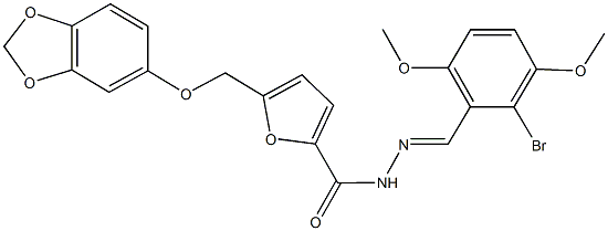 5-[(1,3-benzodioxol-5-yloxy)methyl]-N'-(2-bromo-3,6-dimethoxybenzylidene)-2-furohydrazide Struktur