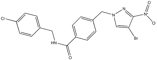 4-({4-bromo-3-nitro-1H-pyrazol-1-yl}methyl)-N-(4-chlorobenzyl)benzamide Struktur