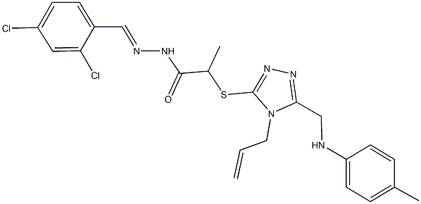 2-{[4-allyl-5-(4-toluidinomethyl)-4H-1,2,4-triazol-3-yl]sulfanyl}-N'-(2,4-dichlorobenzylidene)propanohydrazide Struktur