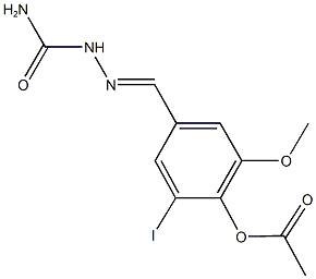 4-[2-(aminocarbonyl)carbohydrazonoyl]-2-iodo-6-methoxyphenyl acetate Struktur