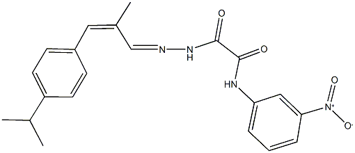 N-{3-nitrophenyl}-2-{2-[3-(4-isopropylphenyl)-2-methyl-2-propenylidene]hydrazino}-2-oxoacetamide Struktur