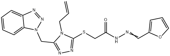 2-{[4-allyl-5-(1H-1,2,3-benzotriazol-1-ylmethyl)-4H-1,2,4-triazol-3-yl]sulfanyl}-N'-(2-furylmethylene)acetohydrazide Struktur