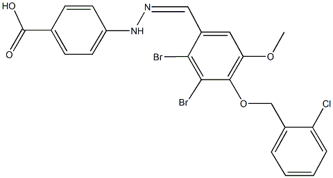 4-(2-{2,3-dibromo-4-[(2-chlorobenzyl)oxy]-5-methoxybenzylidene}hydrazino)benzoic acid Struktur