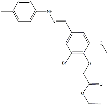 ethyl {2-bromo-6-methoxy-4-[2-(4-methylphenyl)carbohydrazonoyl]phenoxy}acetate Struktur