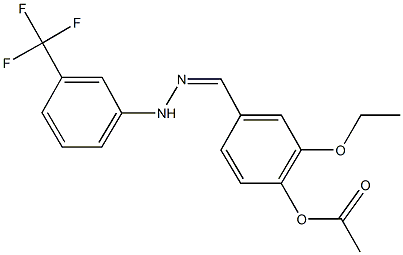 2-ethoxy-4-{2-[3-(trifluoromethyl)phenyl]carbohydrazonoyl}phenyl acetate Struktur