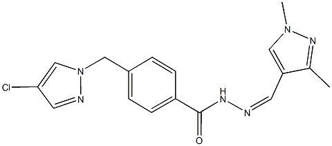 4-[(4-chloro-1H-pyrazol-1-yl)methyl]-N'-[(1,3-dimethyl-1H-pyrazol-4-yl)methylene]benzohydrazide Struktur