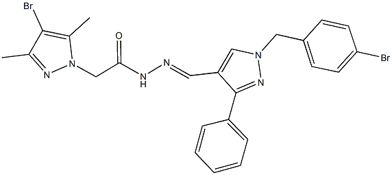 N'-{[1-(4-bromobenzyl)-3-phenyl-1H-pyrazol-4-yl]methylene}-2-(4-bromo-3,5-dimethyl-1H-pyrazol-1-yl)acetohydrazide Struktur