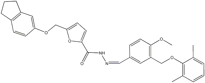 5-[(2,3-dihydro-1H-inden-5-yloxy)methyl]-N'-{3-[(2,6-dimethylphenoxy)methyl]-4-methoxybenzylidene}-2-furohydrazide Struktur