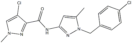 4-chloro-N-[1-(4-chlorobenzyl)-5-methyl-1H-pyrazol-3-yl]-1-methyl-1H-pyrazole-3-carboxamide Struktur