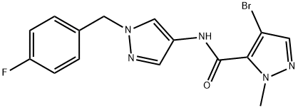 4-bromo-N-[1-(4-fluorobenzyl)-1H-pyrazol-4-yl]-1-methyl-1H-pyrazole-5-carboxamide Struktur