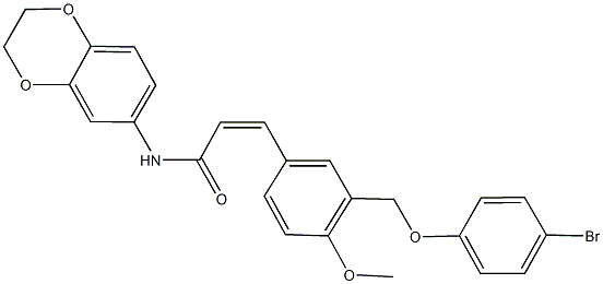 3-{3-[(4-bromophenoxy)methyl]-4-methoxyphenyl}-N-(2,3-dihydro-1,4-benzodioxin-6-yl)acrylamide Struktur