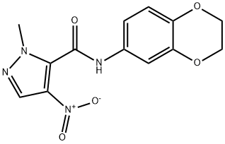 N-(2,3-dihydro-1,4-benzodioxin-6-yl)-4-nitro-1-methyl-1H-pyrazole-5-carboxamide Struktur