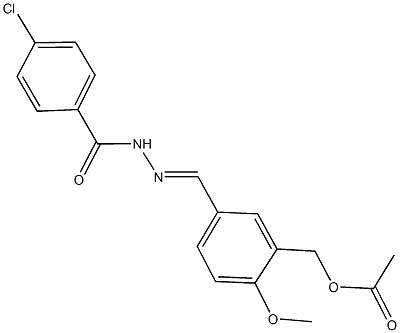 5-[2-(4-chlorobenzoyl)carbohydrazonoyl]-2-methoxybenzyl acetate Struktur