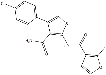 N-[3-(aminocarbonyl)-4-(4-chlorophenyl)thien-2-yl]-2-methyl-3-furamide Struktur