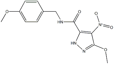 4-nitro-3-methoxy-N-(4-methoxybenzyl)-1H-pyrazole-5-carboxamide Struktur