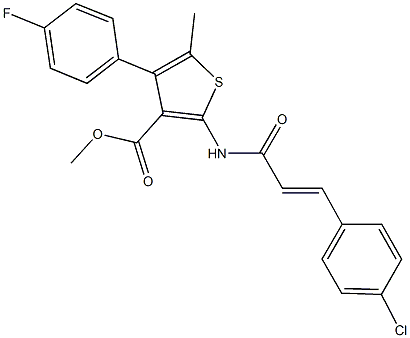 methyl 2-{[3-(4-chlorophenyl)acryloyl]amino}-4-(4-fluorophenyl)-5-methyl-3-thiophenecarboxylate Struktur