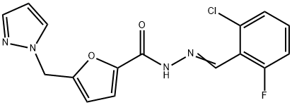 N'-(2-chloro-6-fluorobenzylidene)-5-(1H-pyrazol-1-ylmethyl)-2-furohydrazide Struktur