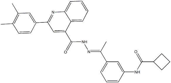 N-[3-(N-{[2-(3,4-dimethylphenyl)-4-quinolinyl]carbonyl}ethanehydrazonoyl)phenyl]cyclobutanecarboxamide Struktur