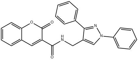 N-[(1,3-diphenyl-1H-pyrazol-4-yl)methyl]-2-oxo-2H-chromene-3-carboxamide Struktur