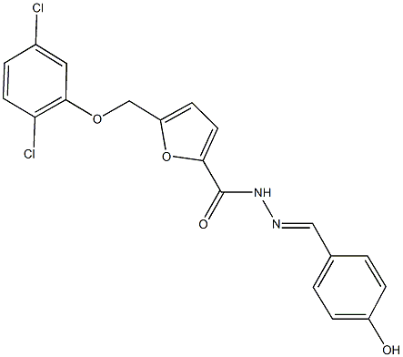 5-[(2,5-dichlorophenoxy)methyl]-N'-(4-hydroxybenzylidene)-2-furohydrazide Struktur