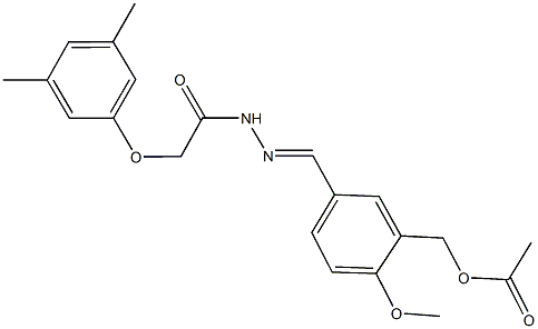 5-{2-[(3,5-dimethylphenoxy)acetyl]carbohydrazonoyl}-2-methoxybenzyl acetate Struktur