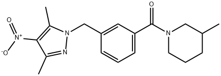 1-[3-({4-nitro-3,5-dimethyl-1H-pyrazol-1-yl}methyl)benzoyl]-3-methylpiperidine Struktur